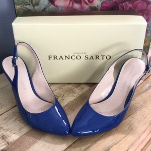 Franco Sarto Blue Patent Leather Slingback Pump